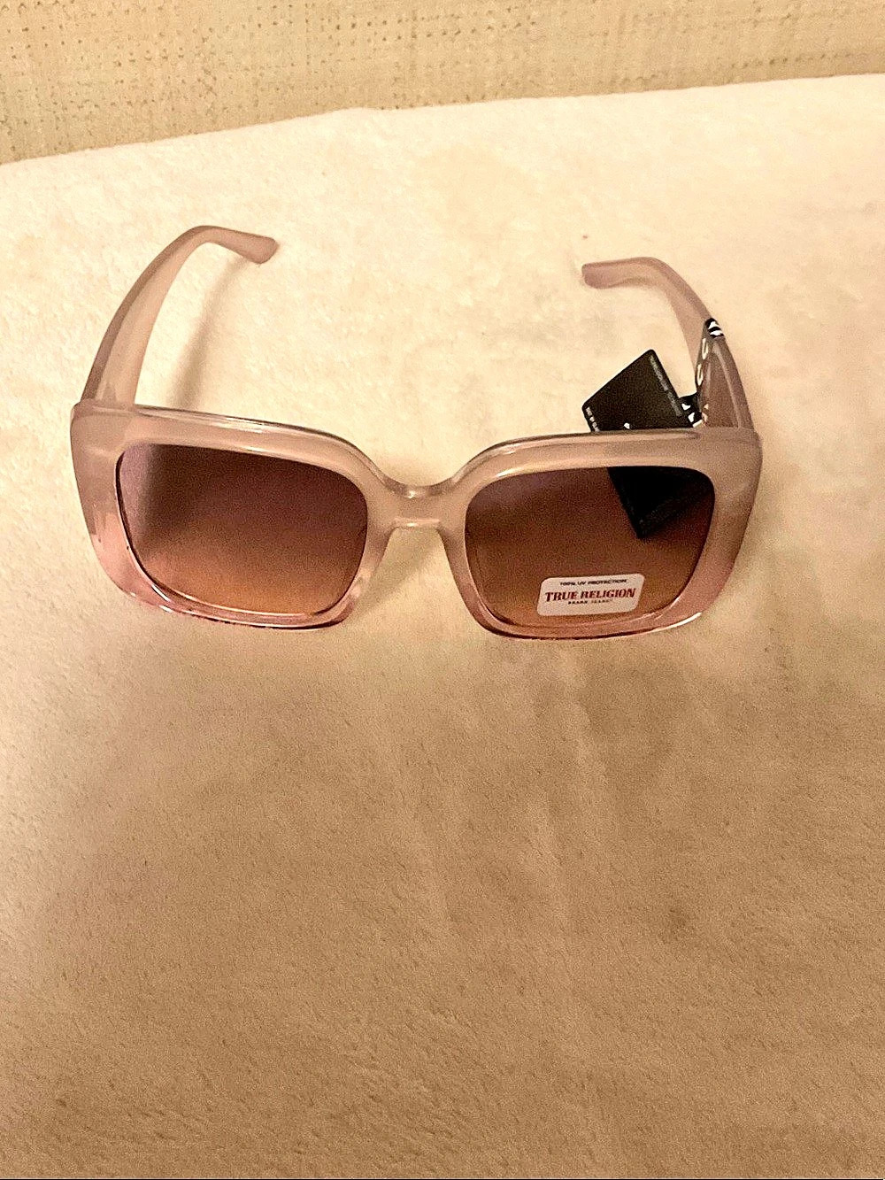 True Religion Gold Trim Square Sunglasses Pink Sunglasses NWT